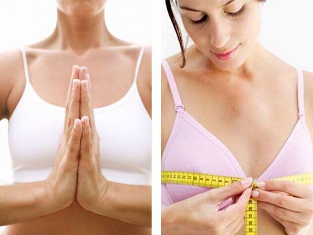 一名女孩在锻炼后测量自己的乳房体积。
